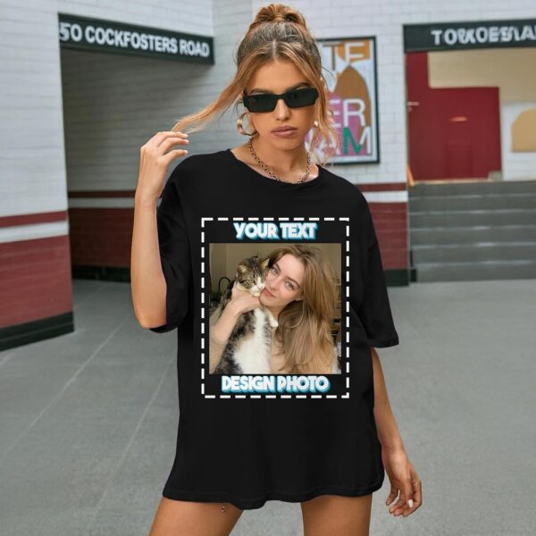 Custom T Shirts for Women Personalized T Shirts with Photo Text Logo Front & Back Printed Design Your Own Unisex Tee Gifts