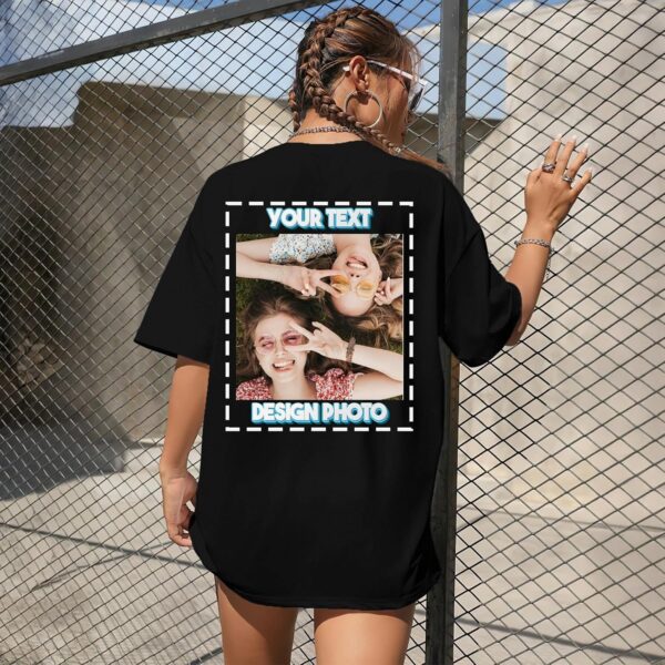 Custom T Shirts for Women Personalized T Shirts with Photo Text Logo Front & Back Printed Design Your Own Unisex Tee Gifts
