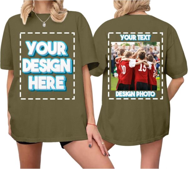 Custom T Shirts for Women Personalized T Shirts with Photo Text Logo Front & Back Printed Design Your Own Unisex Tee Gifts