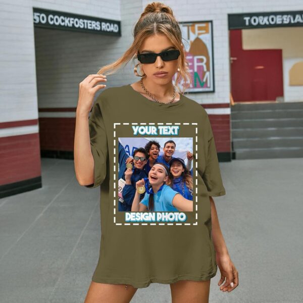 Custom T Shirts for Women Personalized T Shirts with Photo Text Logo Front & Back Printed Design Your Own Unisex Tee Gifts
