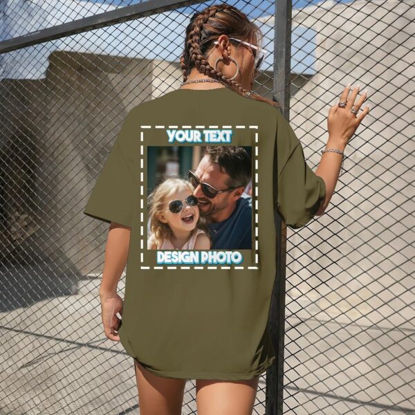 Custom T Shirts for Women Personalized T Shirts with Photo Text Logo Front & Back Printed Design Your Own Unisex Tee Gifts