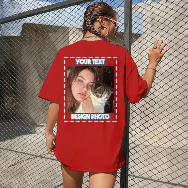 Custom T Shirts for Women Personalized T Shirts with Photo Text Logo Front & Back Printed Design Your Own Unisex Tee Gifts