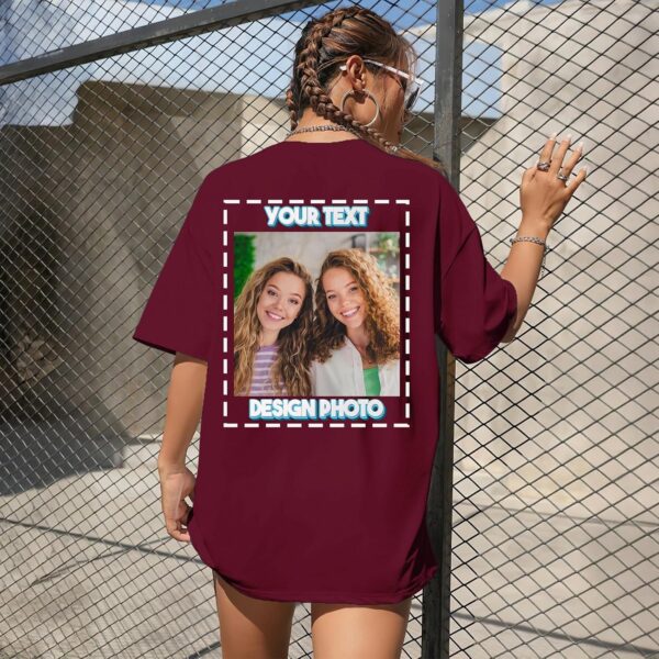 Custom T Shirts for Women Personalized T Shirts with Photo Text Logo Front & Back Printed Design Your Own Unisex Tee Gifts