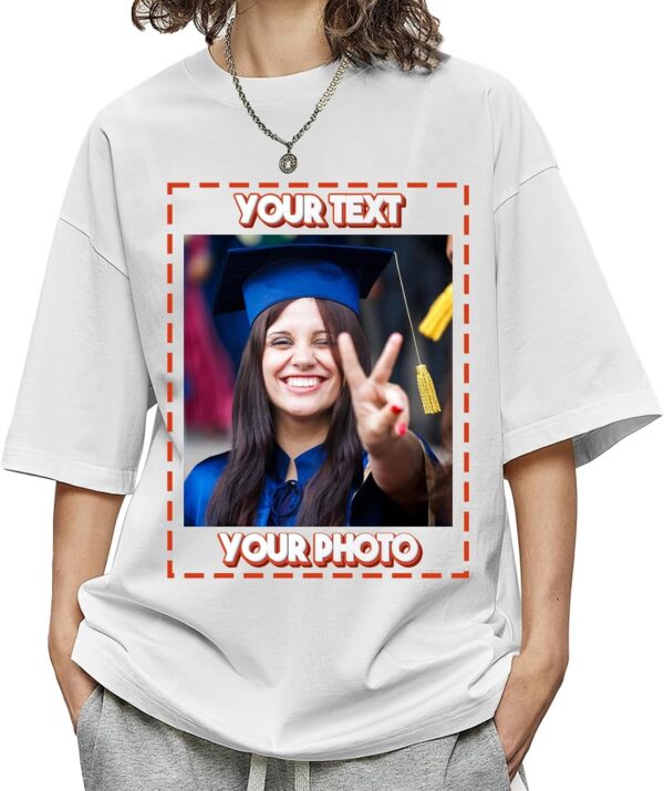 Custom T Shirts for Women Personalized T Shirts with Photo Text Logo Front & Back Printed Design Your Own Unisex Tee Gifts