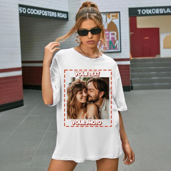 Custom T Shirts for Women Personalized T Shirts with Photo Text Logo Front & Back Printed Design Your Own Unisex Tee Gifts