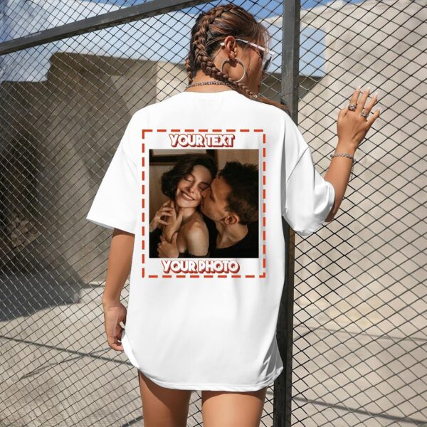 Custom T Shirts for Women Personalized T Shirts with Photo Text Logo Front & Back Printed Design Your Own Unisex Tee Gifts