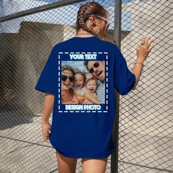 Custom T Shirts for Women Personalized T Shirts with Photo Text Logo Front & Back Printed Design Your Own Unisex Tee Gifts