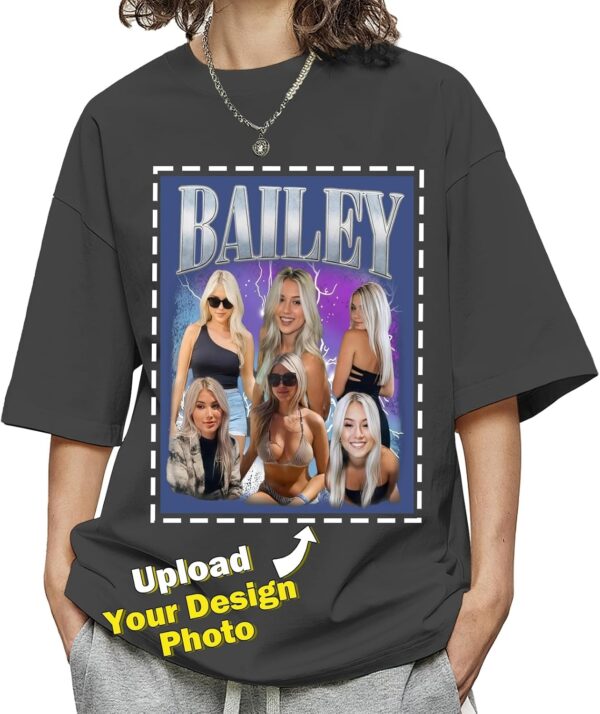 Custom T Shirts for Women Personalized T Shirts with Photo Text Logo Front & Back Printed Design Your Own Unisex Tee Gifts