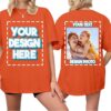 Custom T Shirts for Women Personalized T Shirts with Photo Text Logo Front & Back Printed Design Your Own Unisex Tee Gifts