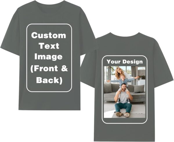Custom T-Shirts for Men Women, Unisex T-Shirt for Adults Design Your Own, Customized Photo Text Logo Gift