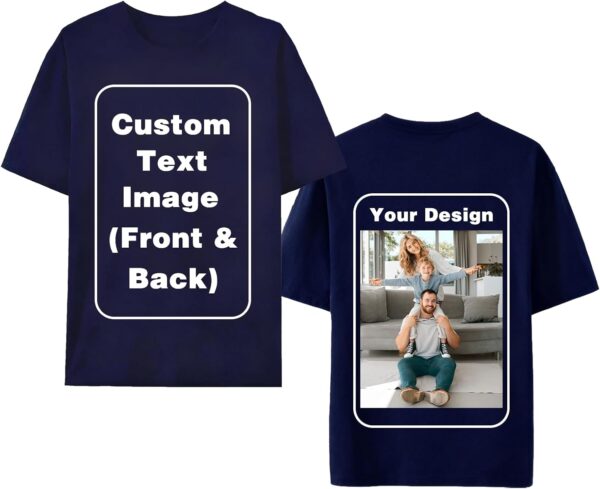 Custom T-Shirts for Men Women, Unisex T-Shirt for Adults Design Your Own, Customized Photo Text Logo Gift
