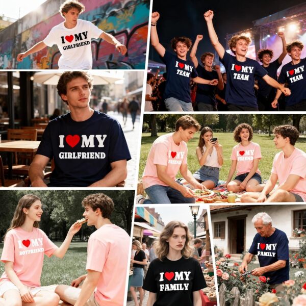Custom I Heart Shirt, I Love My Girlfriend Boyfriend Custom T Shirts, I Love My Wife Husband Shirt