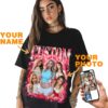 Custom Bootleg Rap Tee Shirts Add Your Text & Face Photo - Custom Picture Gifts for Girlfriend Boyfriend - Custom Personalized Vintage Graphic T Shirts for Birthday & Valentines Day Multi