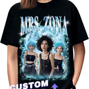 Custom Bootleg Rap Tee Shirts for Men Women Add Your Text & Face Photo - Custom Couple T-Shirt Gifts for Girlfriend Boyfriend Valentines & Birthday White