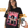 Custom Bootleg Rap Tee Shirts for Men Women Add Your Text & Face Photo - Custom Couple T-Shirt Gifts for Girlfriend Boyfriend Valentines & Birthday White