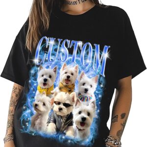 Custom Your Own Bootleg Rap T-Shirts Add Face Photo for Boyfriend Girlfriend Birthday Gift Black