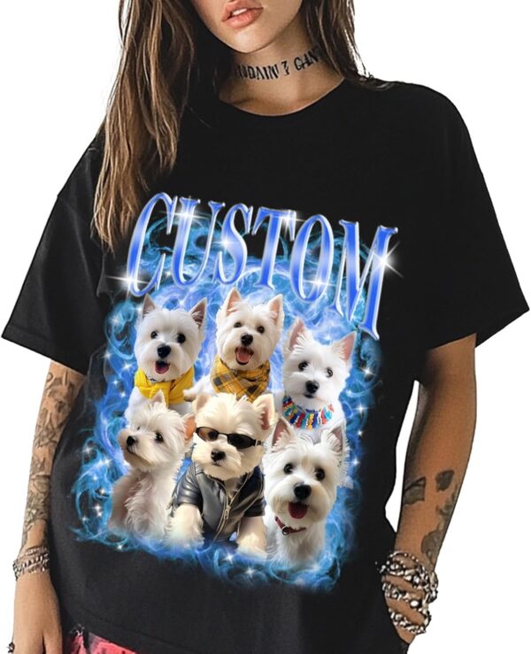 Custom Your Own Bootleg Rap T-Shirts Add Face Photo for Boyfriend Girlfriend Birthday Gift Black