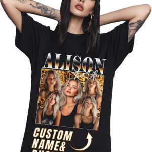 Personalized Bootleg Rap T-Shirts for Girlfriend Boyfriend - Custom Shirt Add Text Photo for Birthday Valentines Multi