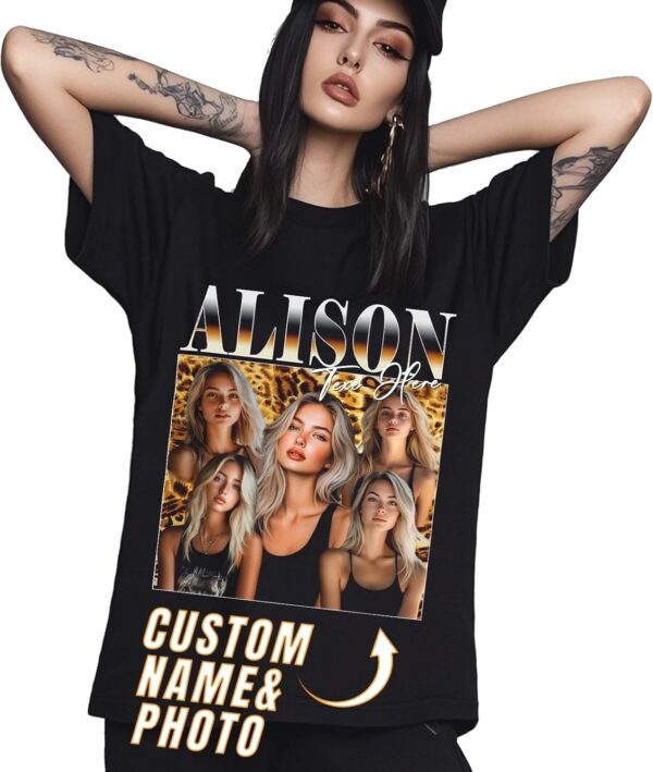 Personalized Bootleg Rap T-Shirts for Girlfriend Boyfriend - Custom Shirt Add Text Photo for Birthday Valentines Multi