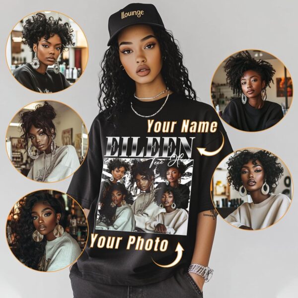 Personalized Bootleg Rap T-Shirts for Girlfriend Boyfriend - Custom Shirt Add Text Photo for Birthday Valentines Multi