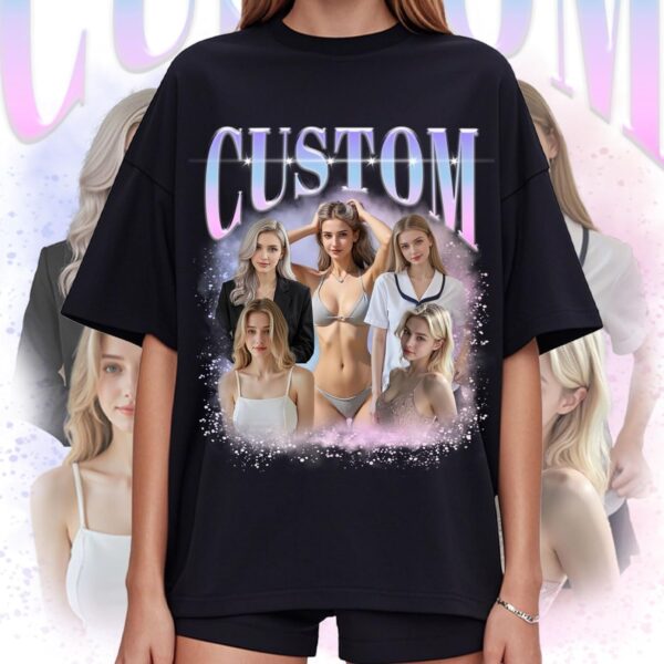 Custom Bootleg Rap T-Shirts with Photo & Text - Customized Gift Personalized Vintage T Shirts for Boyfriend & Girlfriend Multi
