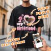 Custom I Love My Boyfriend Girlfriend T-Shirts, Custom Face Shirt for Birthday Valentine Day Black