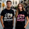 Custom I Love My Boyfriend Girlfriend T-Shirts, Custom Face Shirt for Birthday Valentine Day Black