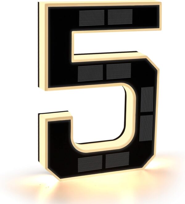 Solar House Number Illuminated for Outdoor Use Waterproof Illuminated House Number Sign Solar House Number Light Black Large - Height 23 cm (0-Black, 23 cm)