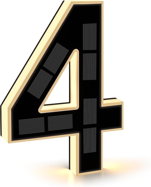 Solar House Number Illuminated for Outdoor Use Waterproof Illuminated House Number Sign Solar House Number Light Black Large - Height 23 cm (0-Black, 23 cm)