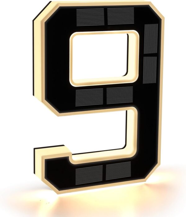 Solar House Number Illuminated for Outdoor Use Waterproof Illuminated House Number Sign Solar House Number Light Black Large - Height 23 cm (0-Black, 23 cm)