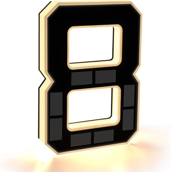 Solar House Number Illuminated for Outdoor Use Waterproof Illuminated House Number Sign Solar House Number Light Black Large - Height 23 cm (0-Black, 23 cm)