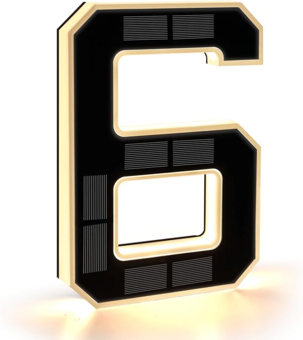 Solar House Number Illuminated for Outdoor Use Waterproof Illuminated House Number Sign Solar House Number Light Black Large - Height 23 cm (0-Black, 23 cm)