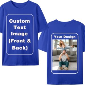 Custom T-Shirts for Men Women, Unisex T-Shirt for Adults Design Your Own, Customized Photo Text Logo Gift