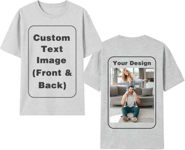 Custom T-Shirts for Men Women, Unisex T-Shirt for Adults Design Your Own, Customized Photo Text Logo Gift
